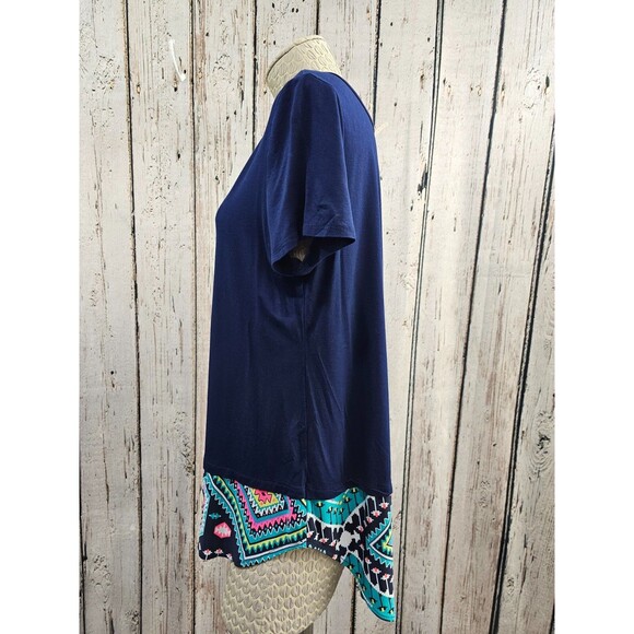 ALK Women's M Gilli Blue Jersey Knit Short Sleeve Blouse Shirt Top T-Shirt EUC - Picture 6 of 7